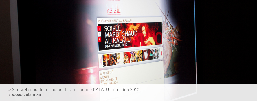 Site web pour le restaurant fusion caraïbe KALALU :: création 2010